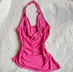 M.K.M Designs Hot Pink Studded Halter Neck Draped Tank Top
